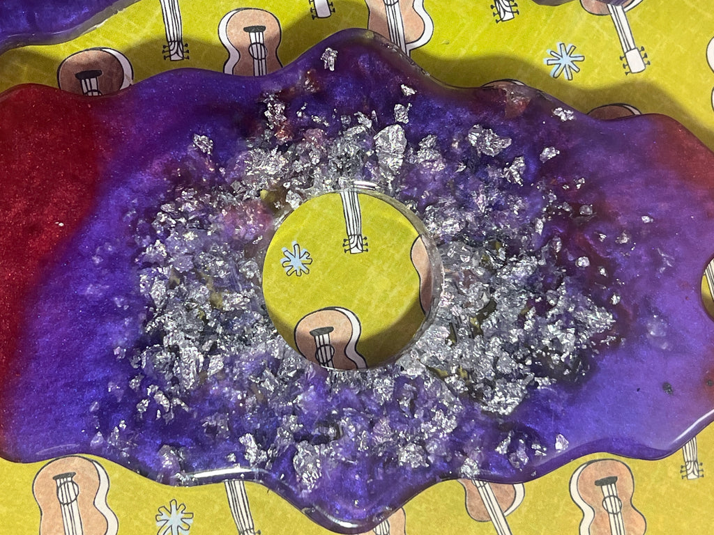 Handcrafted Geode Wine Bottle & Glass Display