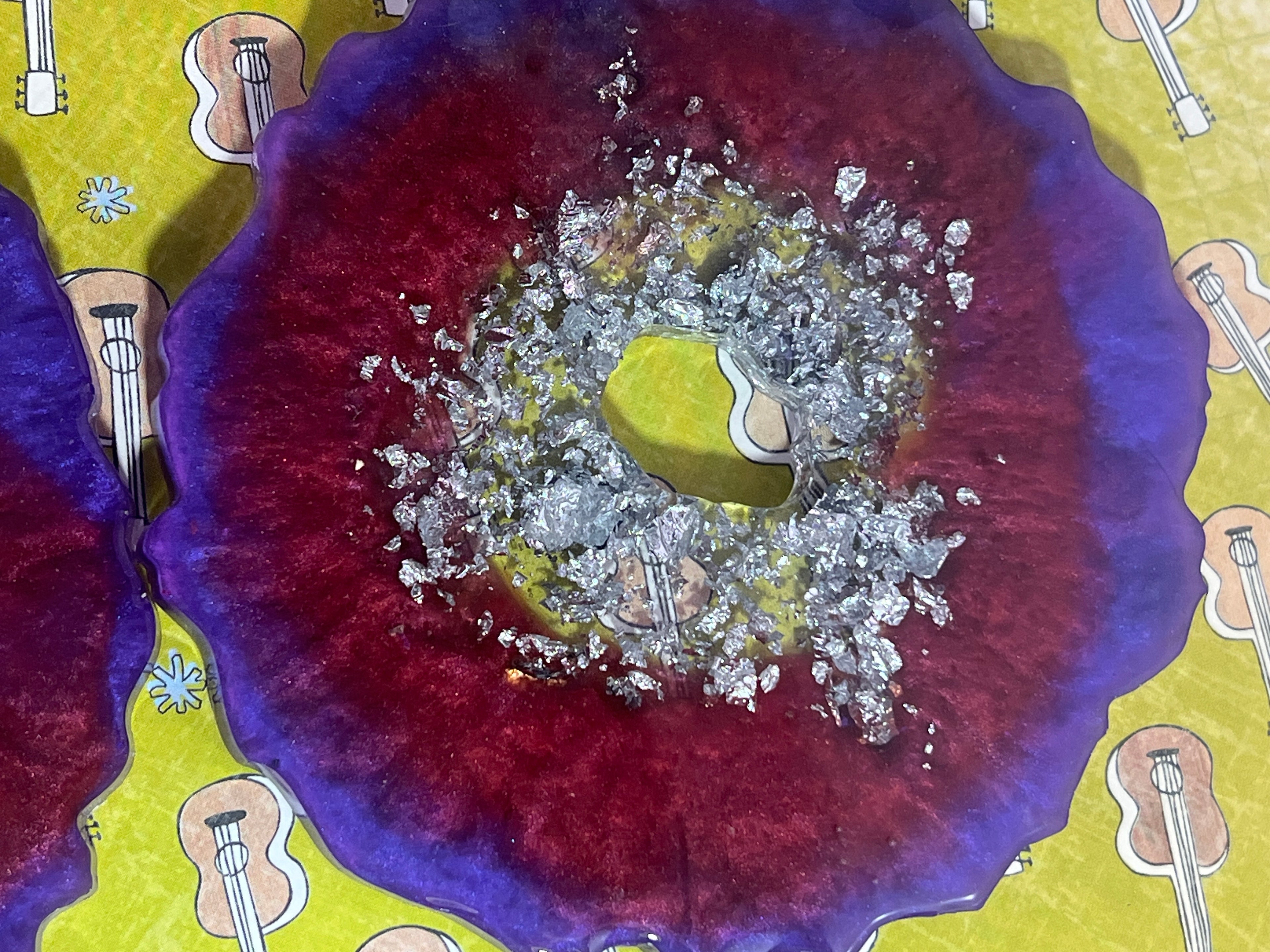 Handcrafted Geode Wine Bottle & Glass Display