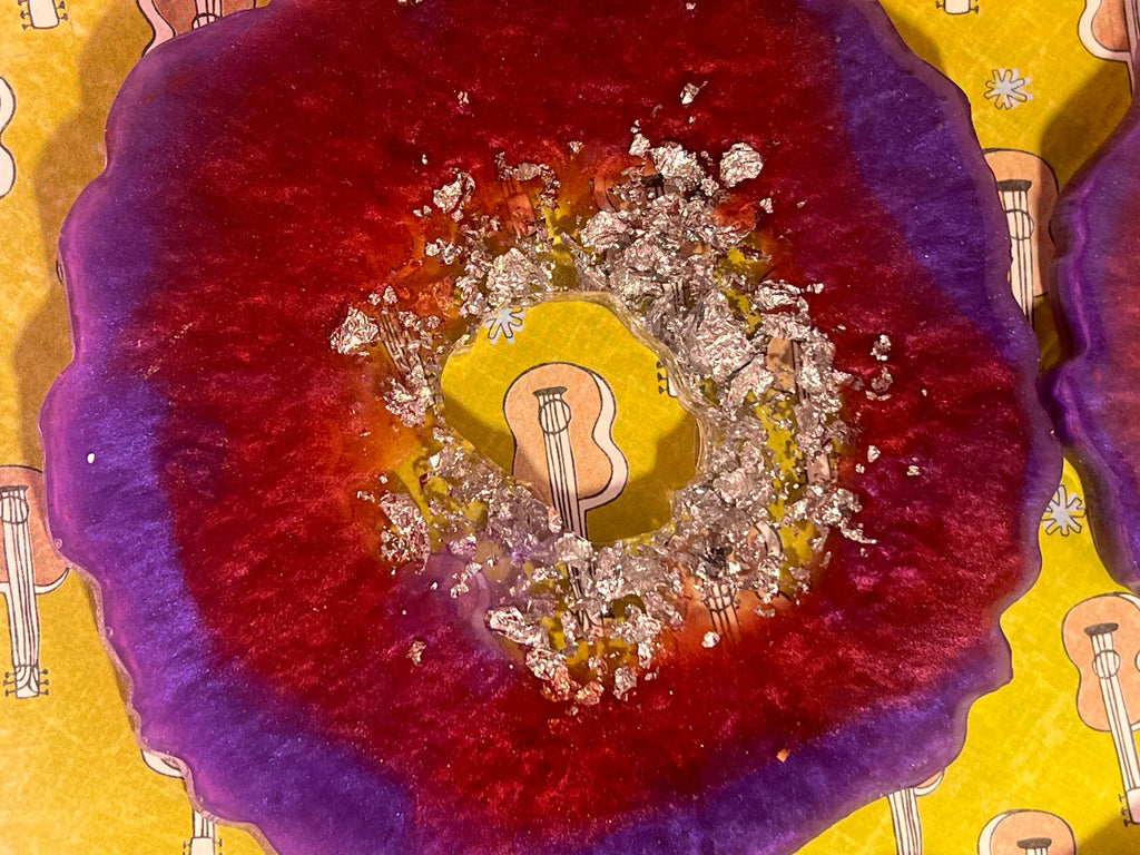 Handcrafted Geode Wine Bottle & Glass Display