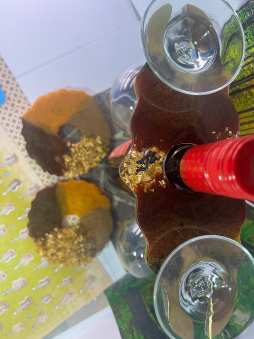 Artisan Wine Rack Gift Set — Bottle Holder glass Stand & Coasters