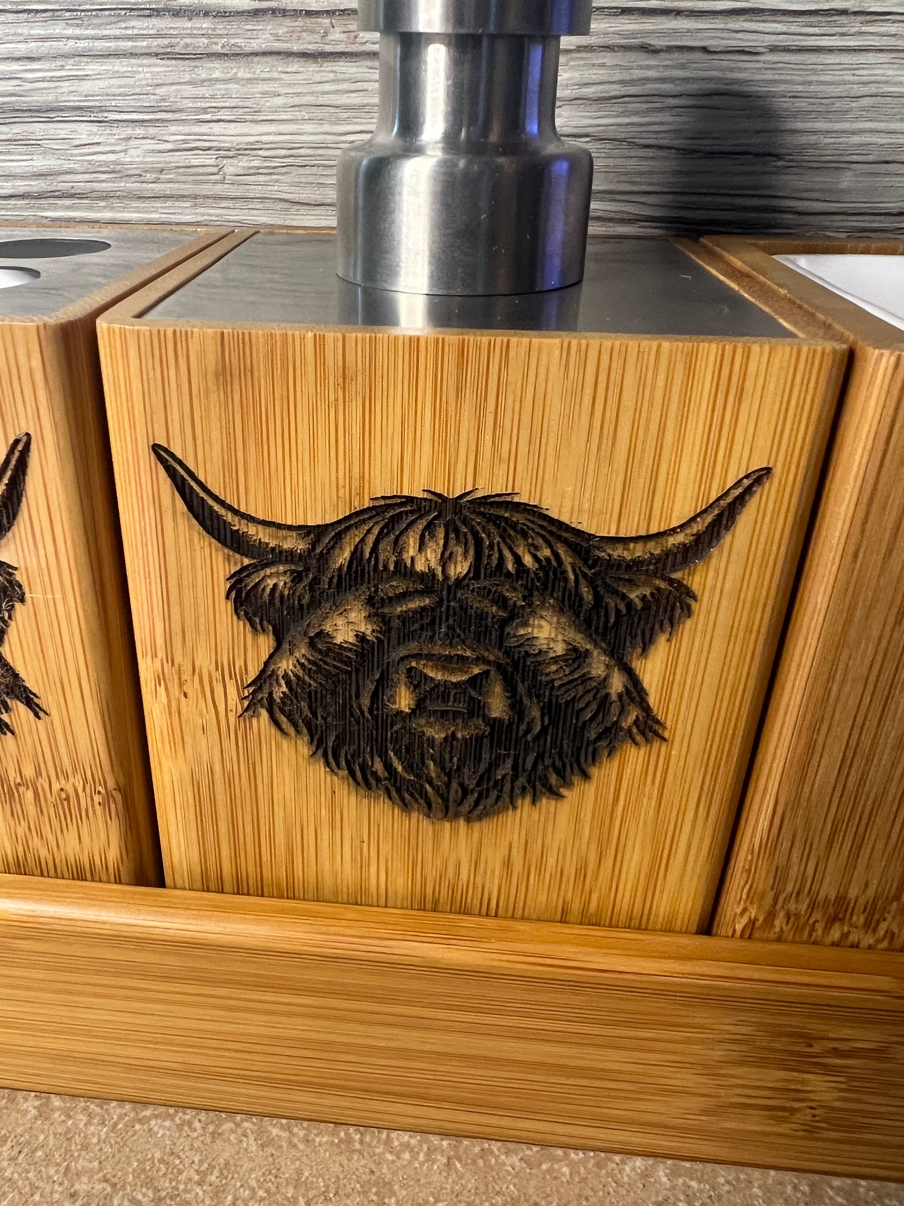 🌿 Bamboo “Hear No Evil, Speak No Evil, See No Evil” Highland Cow Bathroom Set