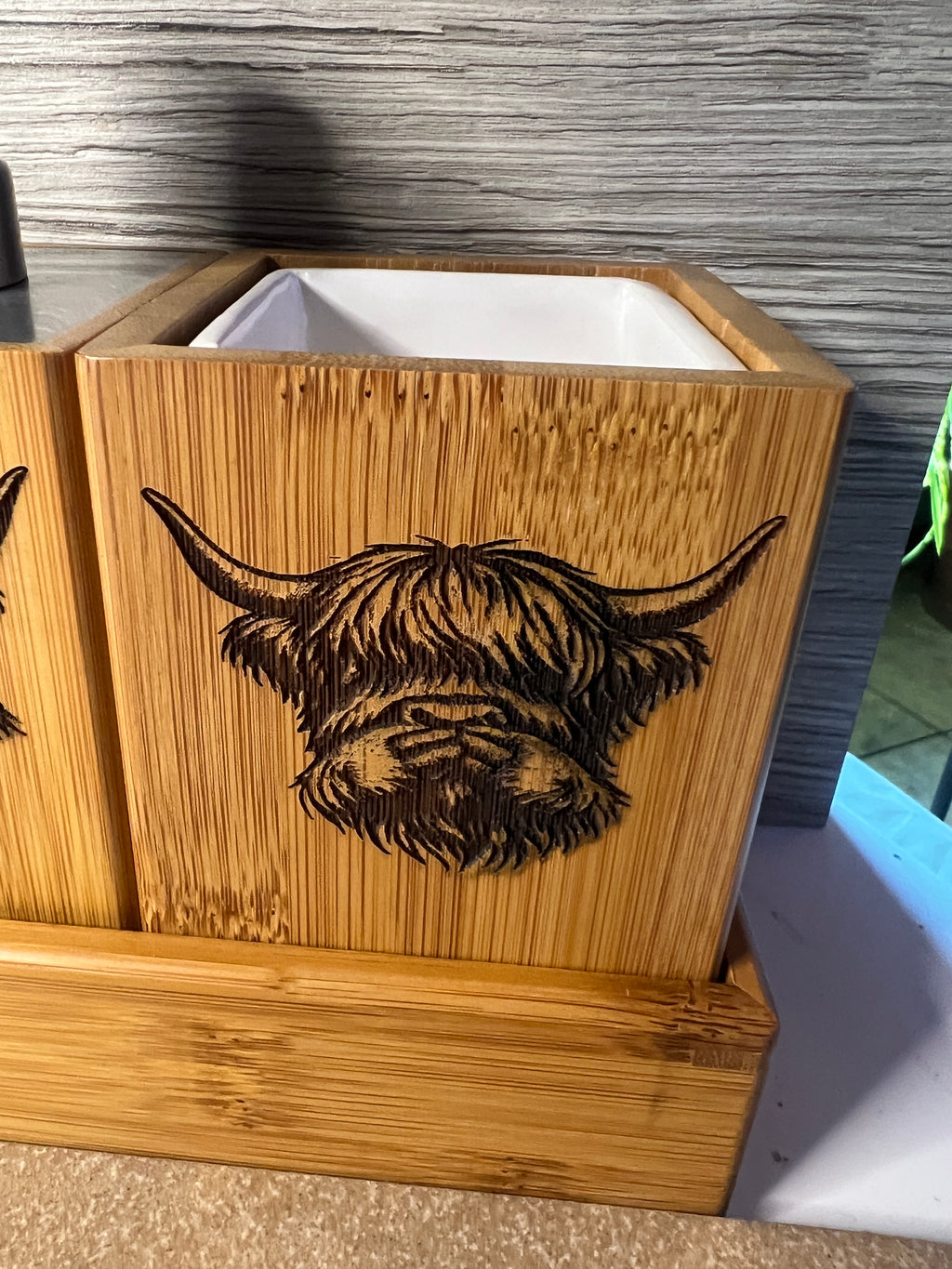 🌿 Bamboo “Hear No Evil, Speak No Evil, See No Evil” Highland Cow Bathroom Set