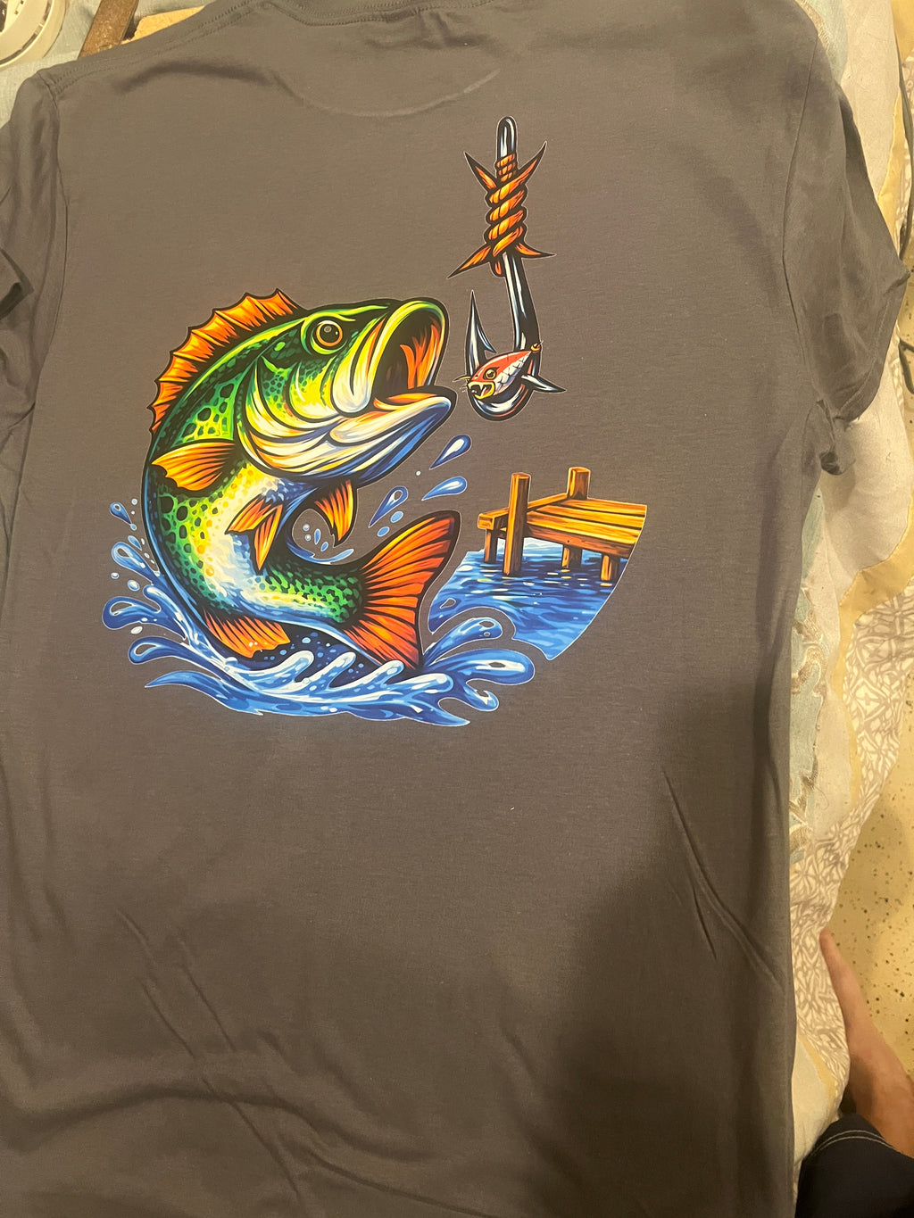 🎣“Bass Strike Ambush – Vibrant Fishing Graphic Tee”