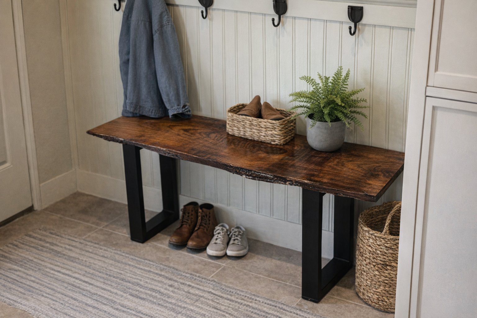 Handcrafted Walnut Live‑Edge Accent Table — Bear Claw Jewelry & Oddities