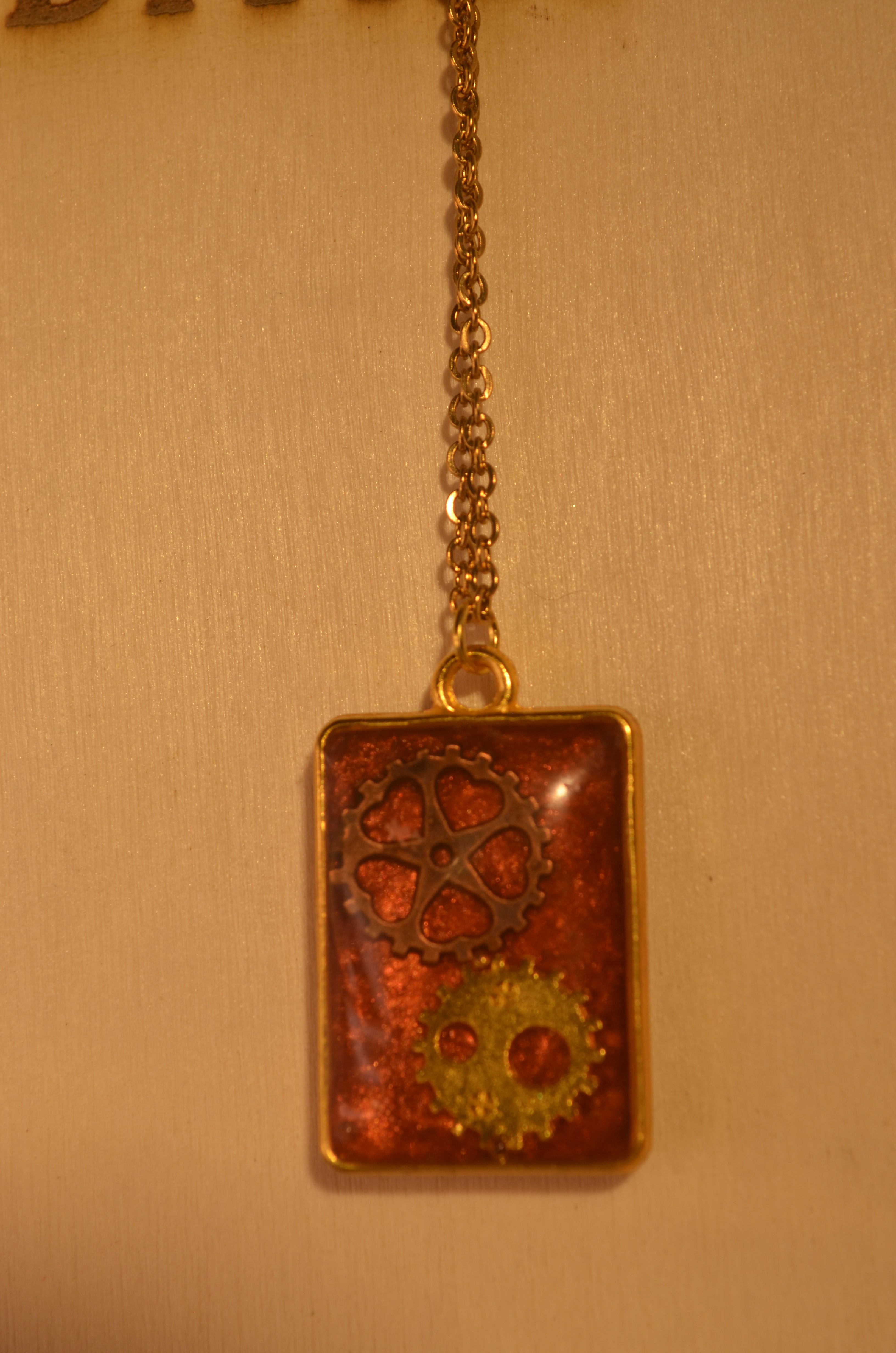 ⚙️❤️‍🔥 The Heart‑Gear Relic — Gold‑Chain Pendant