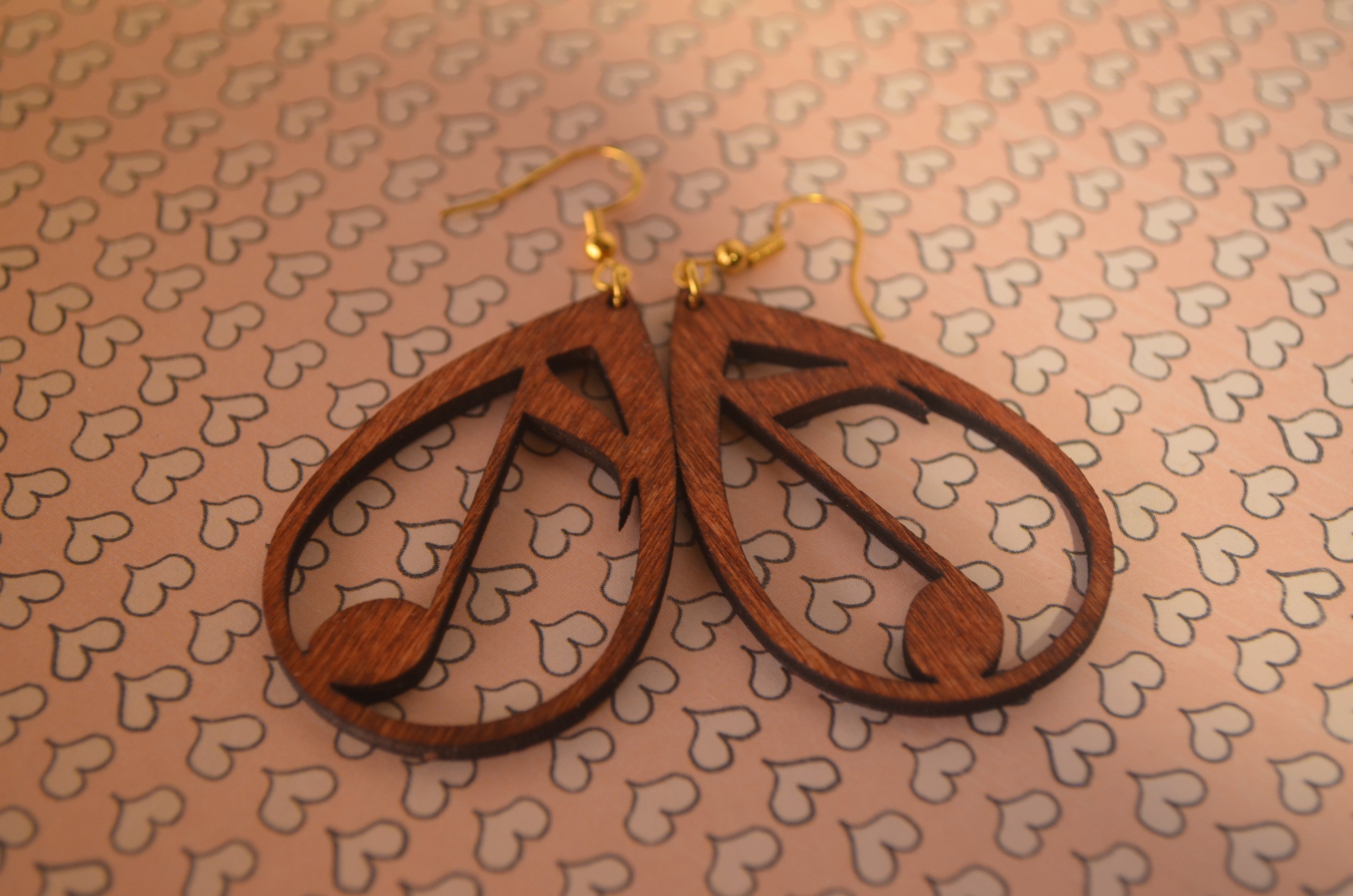 🎵🌲 Laser‑Cut Wood Earrings — Musical Notes
