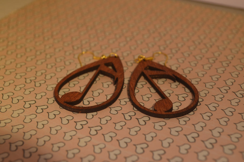 🎵🌲 Laser‑Cut Wood Earrings — Musical Notes
