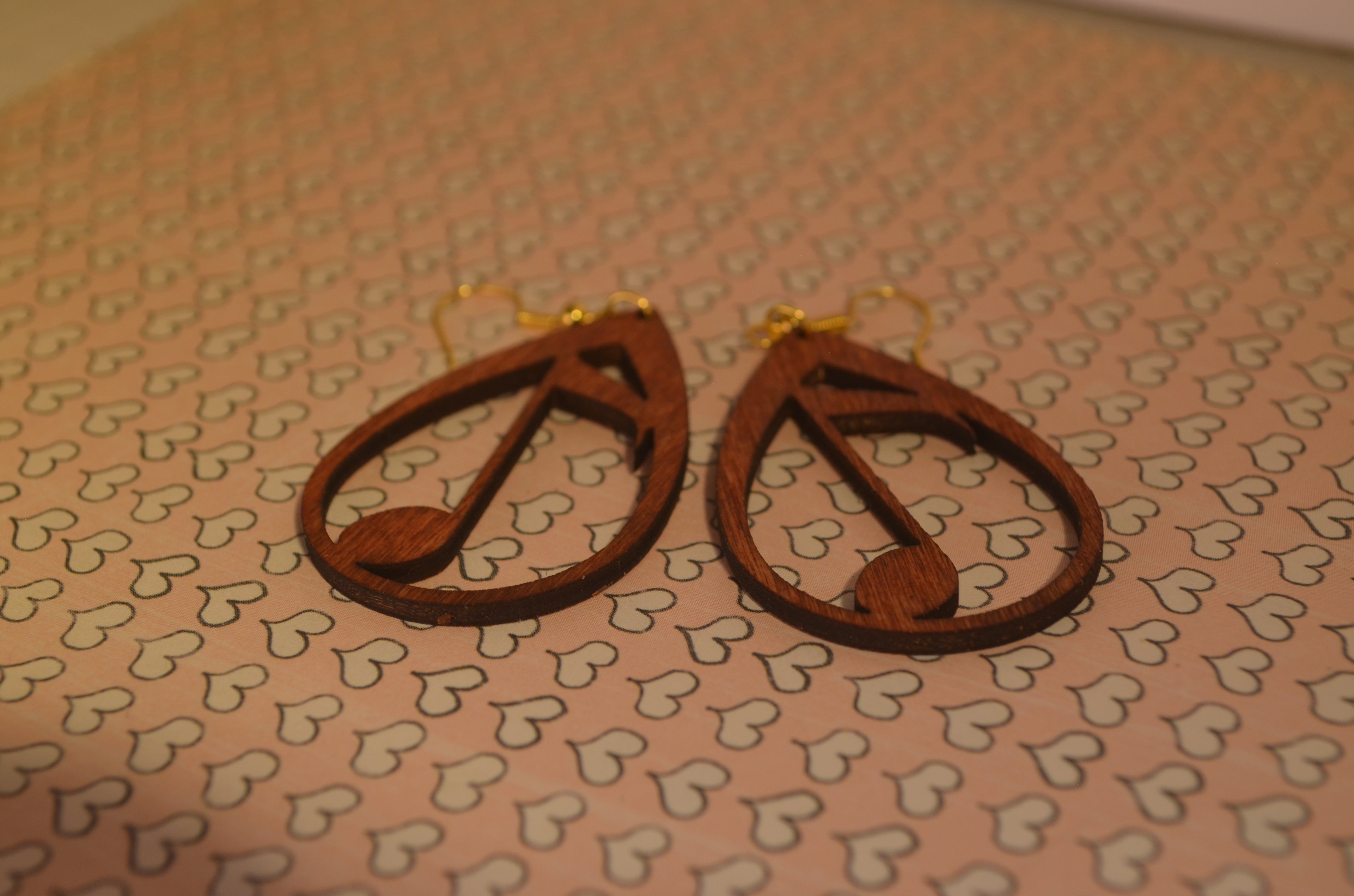 🎵🌲 Laser‑Cut Wood Earrings — Musical Notes