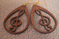 🎼🌲 Laser‑Cut Wood Earrings — Treble Clef