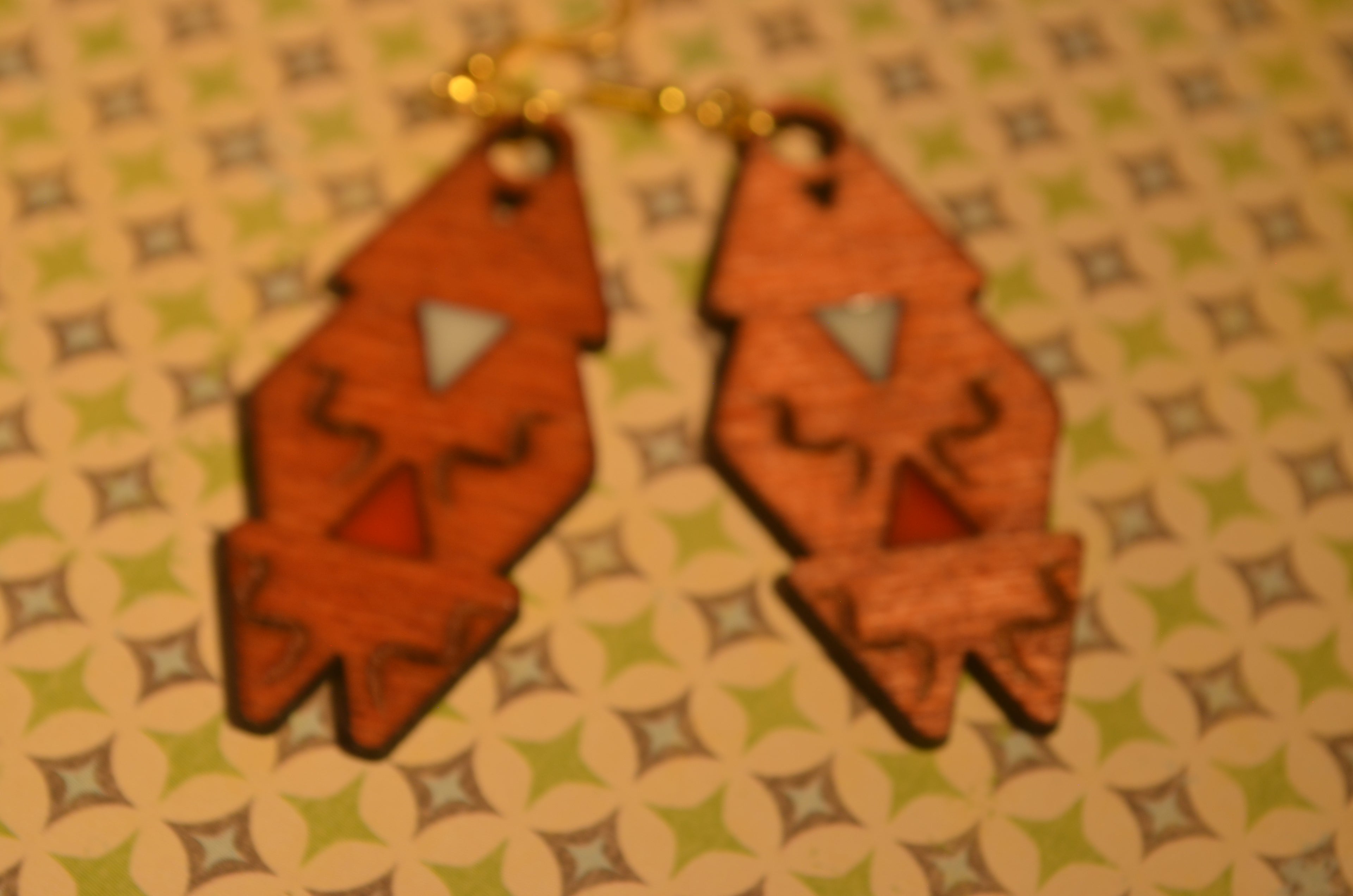 🎨🔥 Twin‑Tone Spire Earrings — Mixed Media Wood & Resin