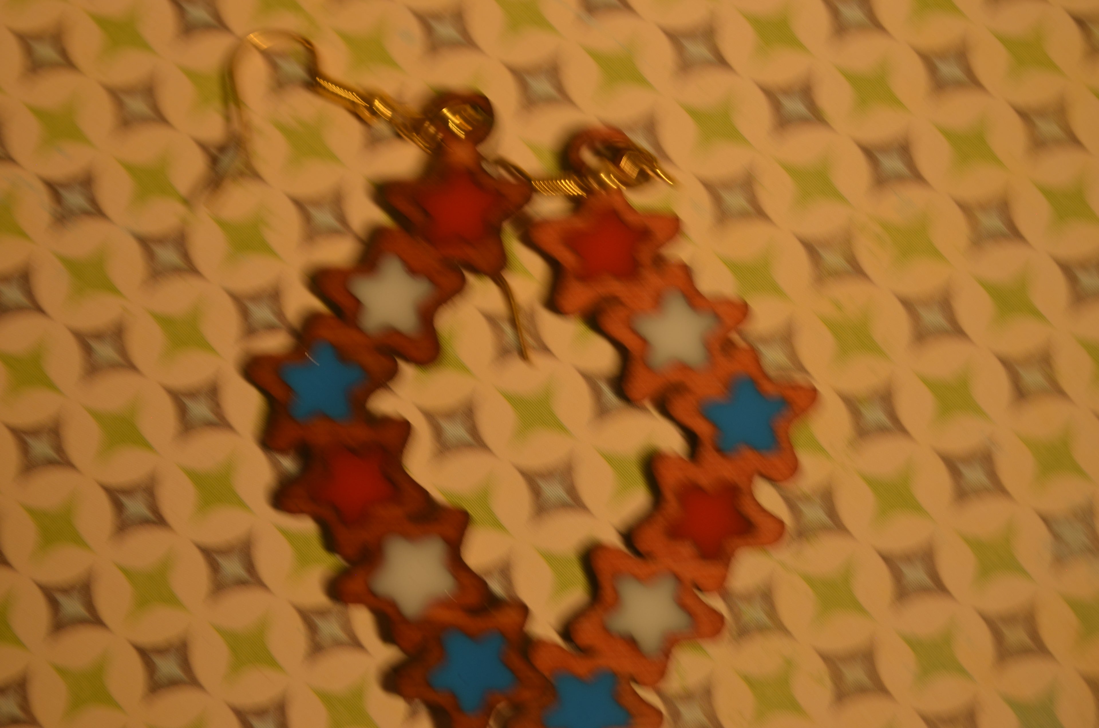 US Celebration Earrings — Mixed Media Wood & Resin