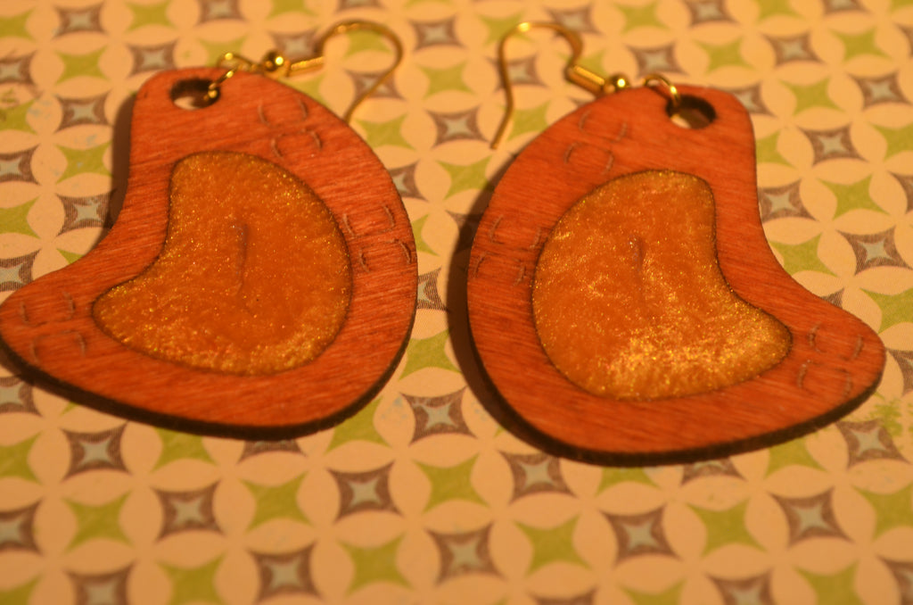✨🌿 Golden Ember Core Earrings — Mixed Media Wood & Resin
