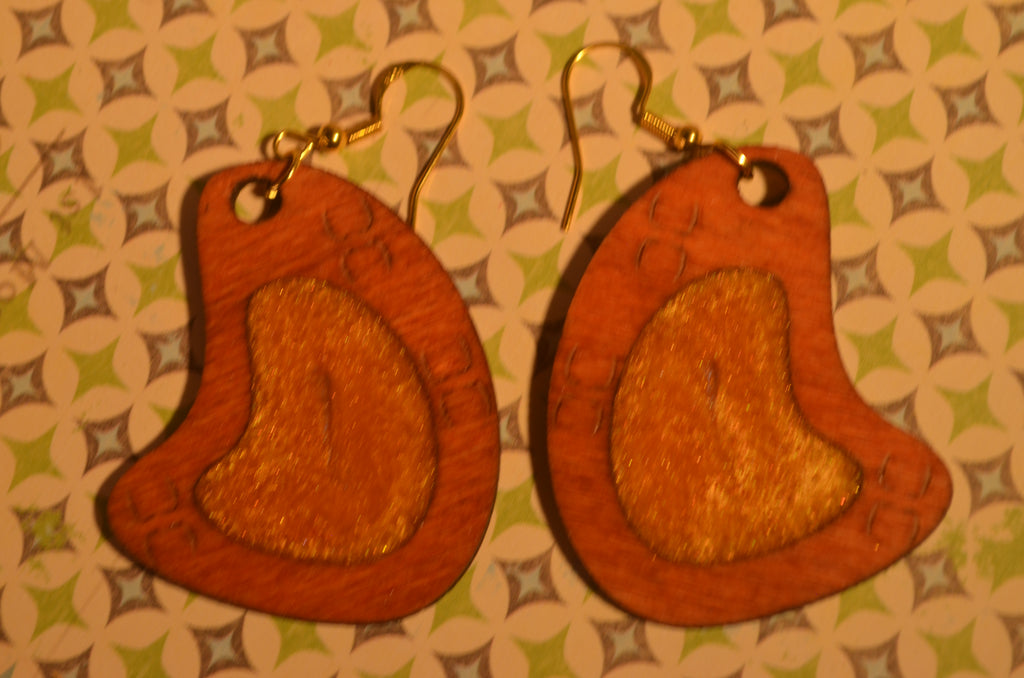 ✨🌿 Golden Ember Core Earrings — Mixed Media Wood & Resin