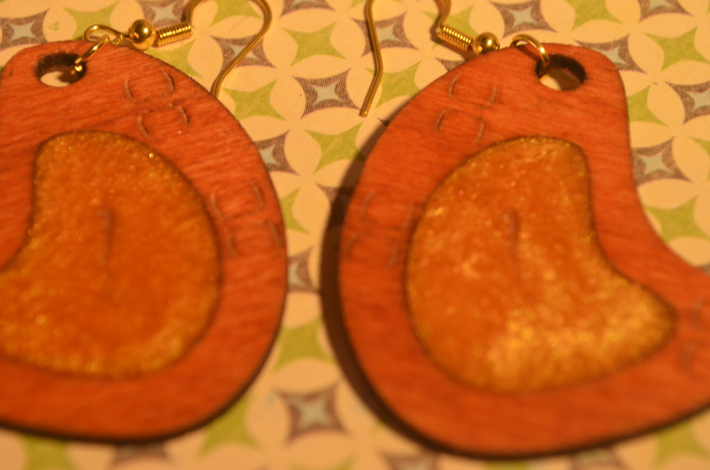 ✨🌿 Golden Ember Core Earrings — Mixed Media Wood & Resin