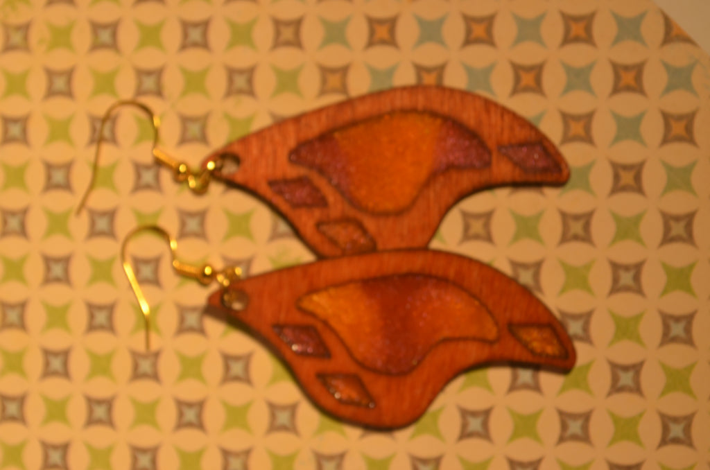 🔥✨ Emberflare Earrings — Mixed Media Wood & Resin