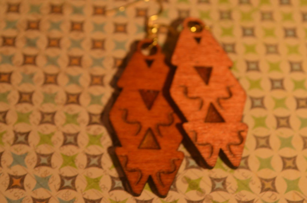 🍃✨ Shadowleaf Totem Earrings — Carved Wood