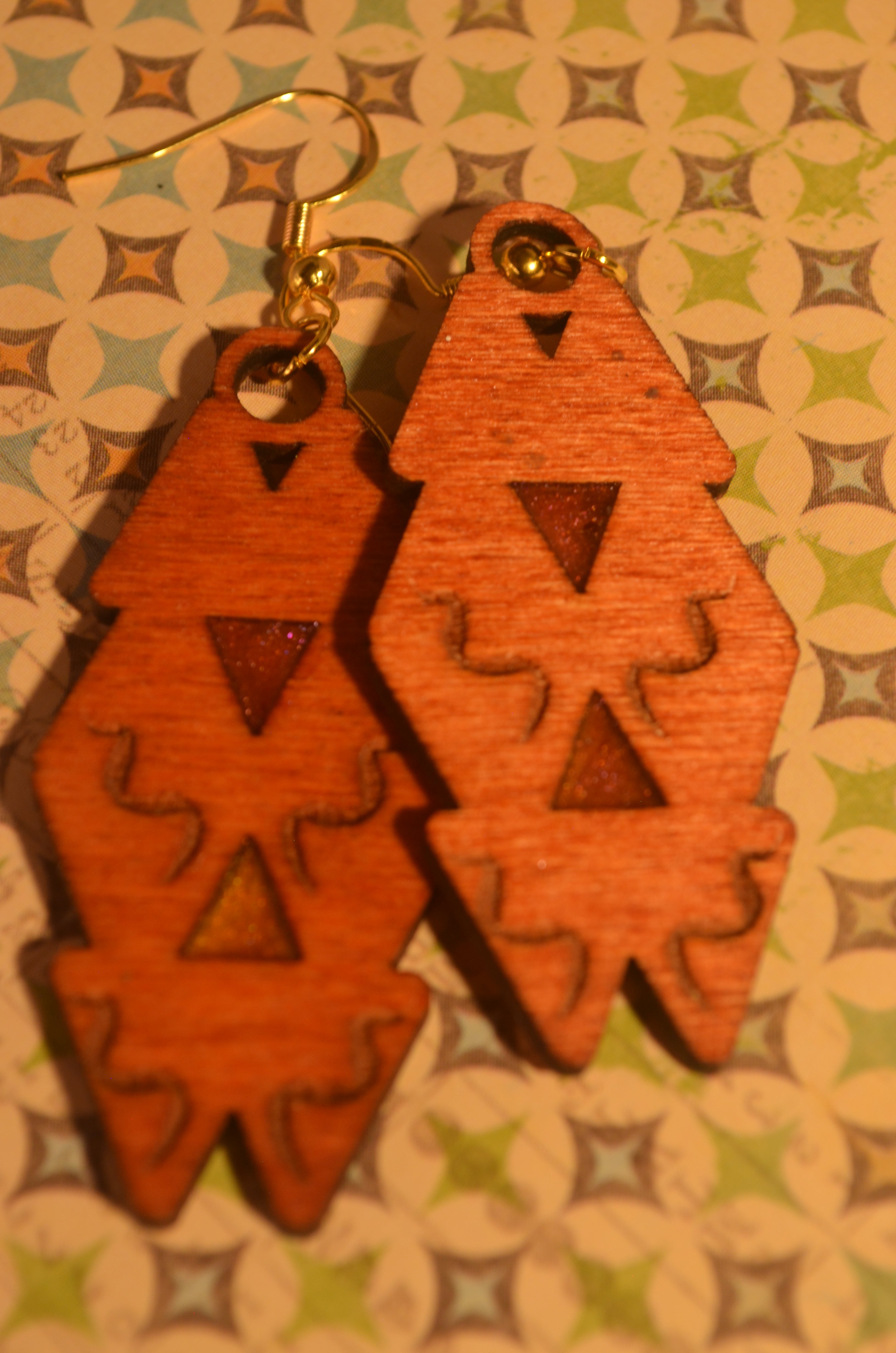 🍃✨ Shadowleaf Totem Earrings — Carved Wood