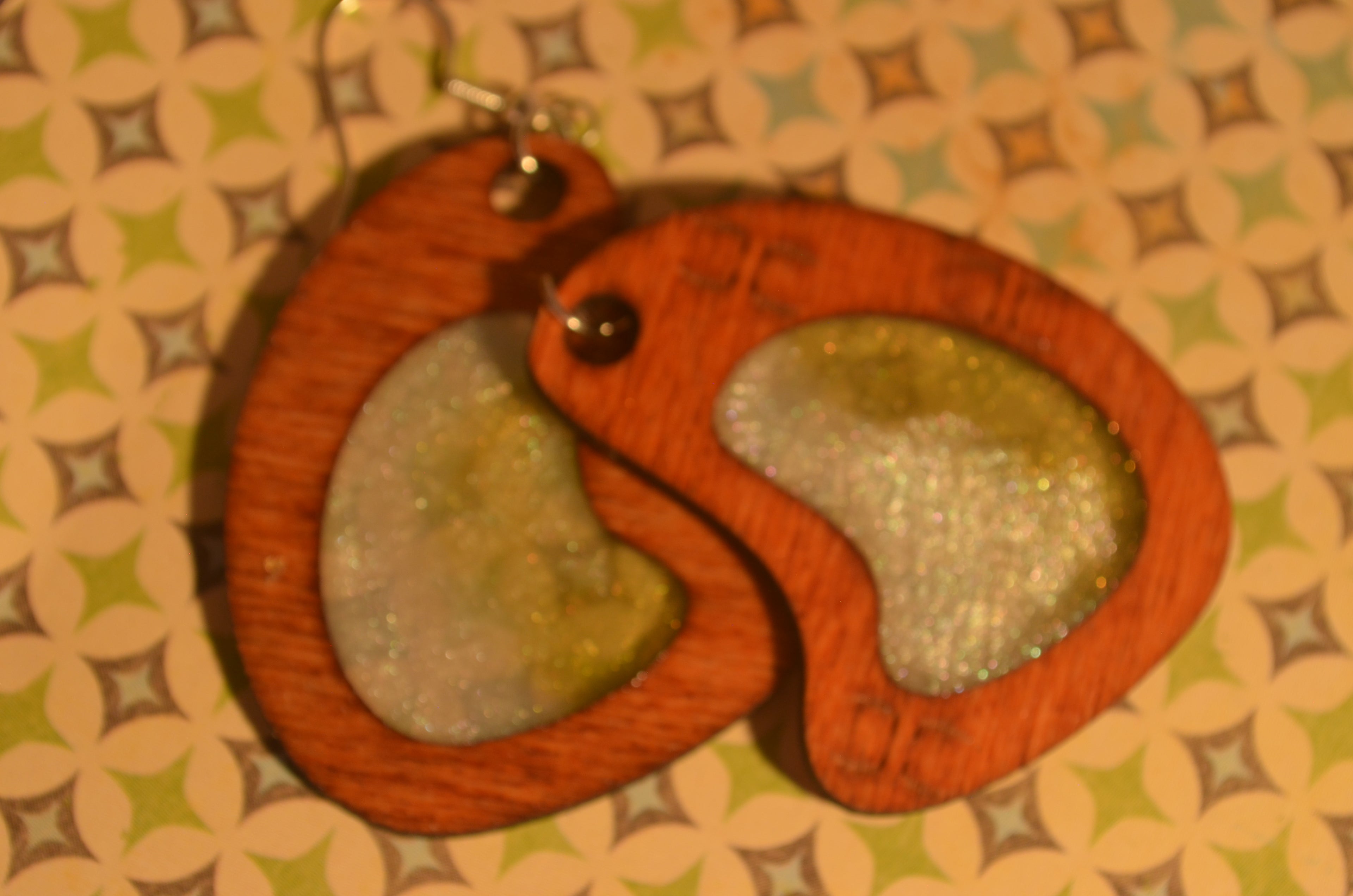 🌿✨ Verdant Glow Drops — Mixed Media Wood & Resin