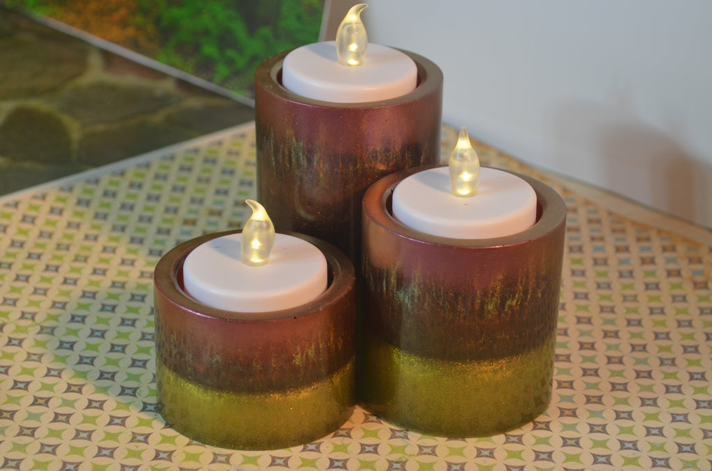 ✨ Golden Grove Tea Light Candle Holders — Set of 3
