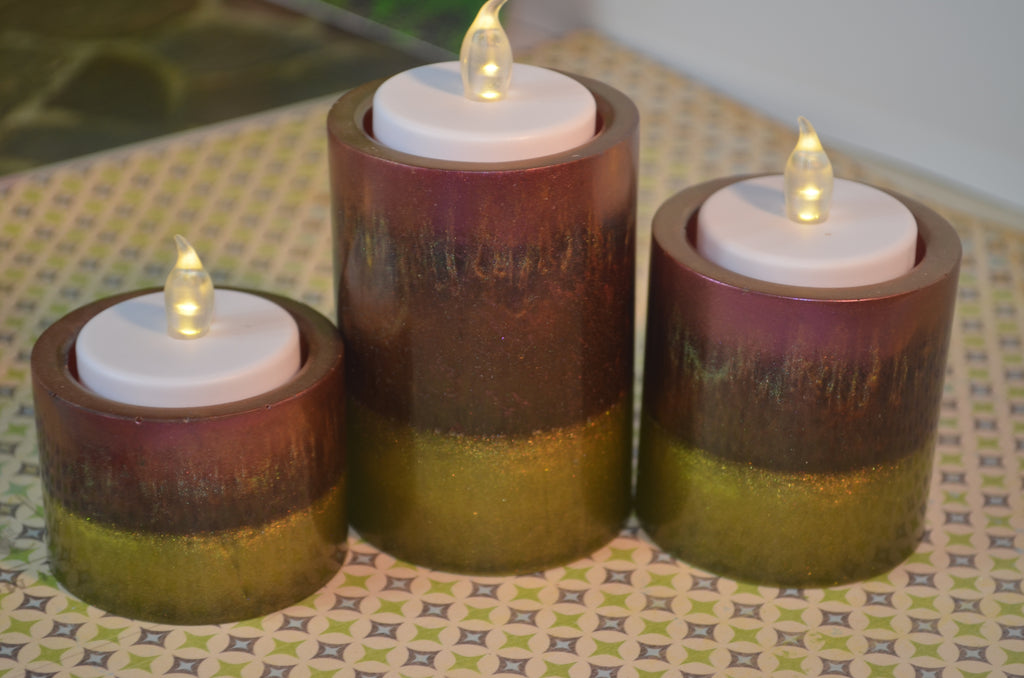 ✨ Golden Grove Tea Light Candle Holders — Set of 3