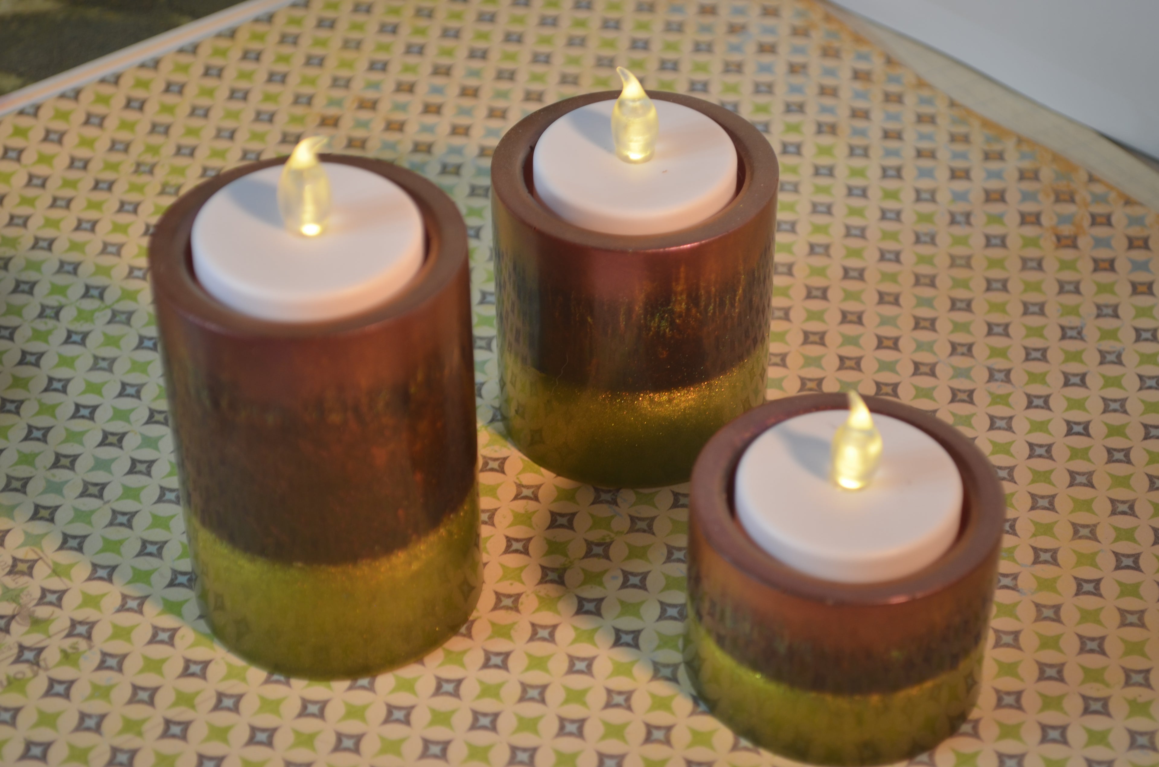✨ Golden Grove Tea Light Candle Holders — Set of 3