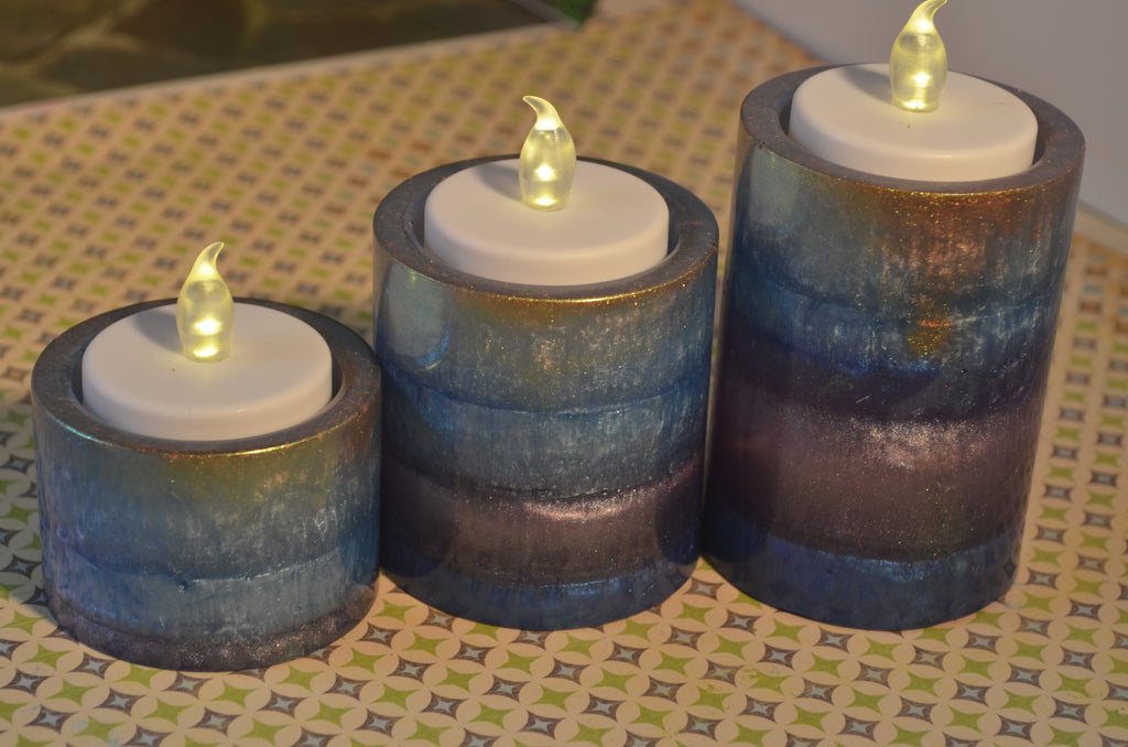 ✨ Gradient Resin Tea Light Holders — Set of 3
