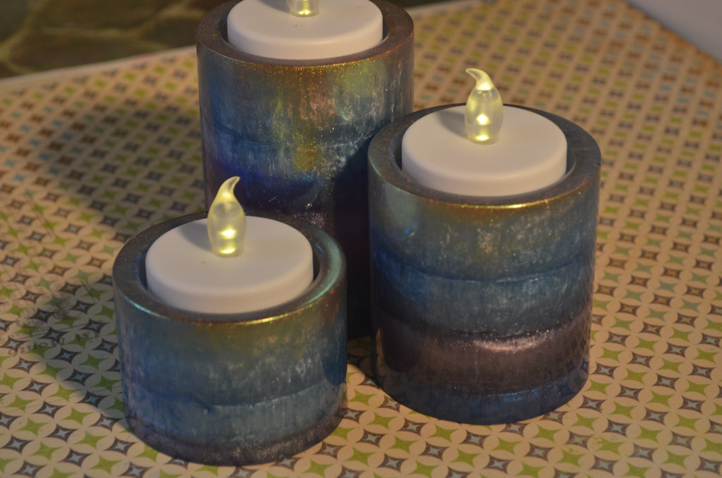 🔥Mystic Mica Candle Holders – Set of 3