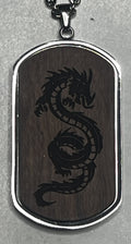 Wood Pendant Necklace Rosewood / Military Dog Tag