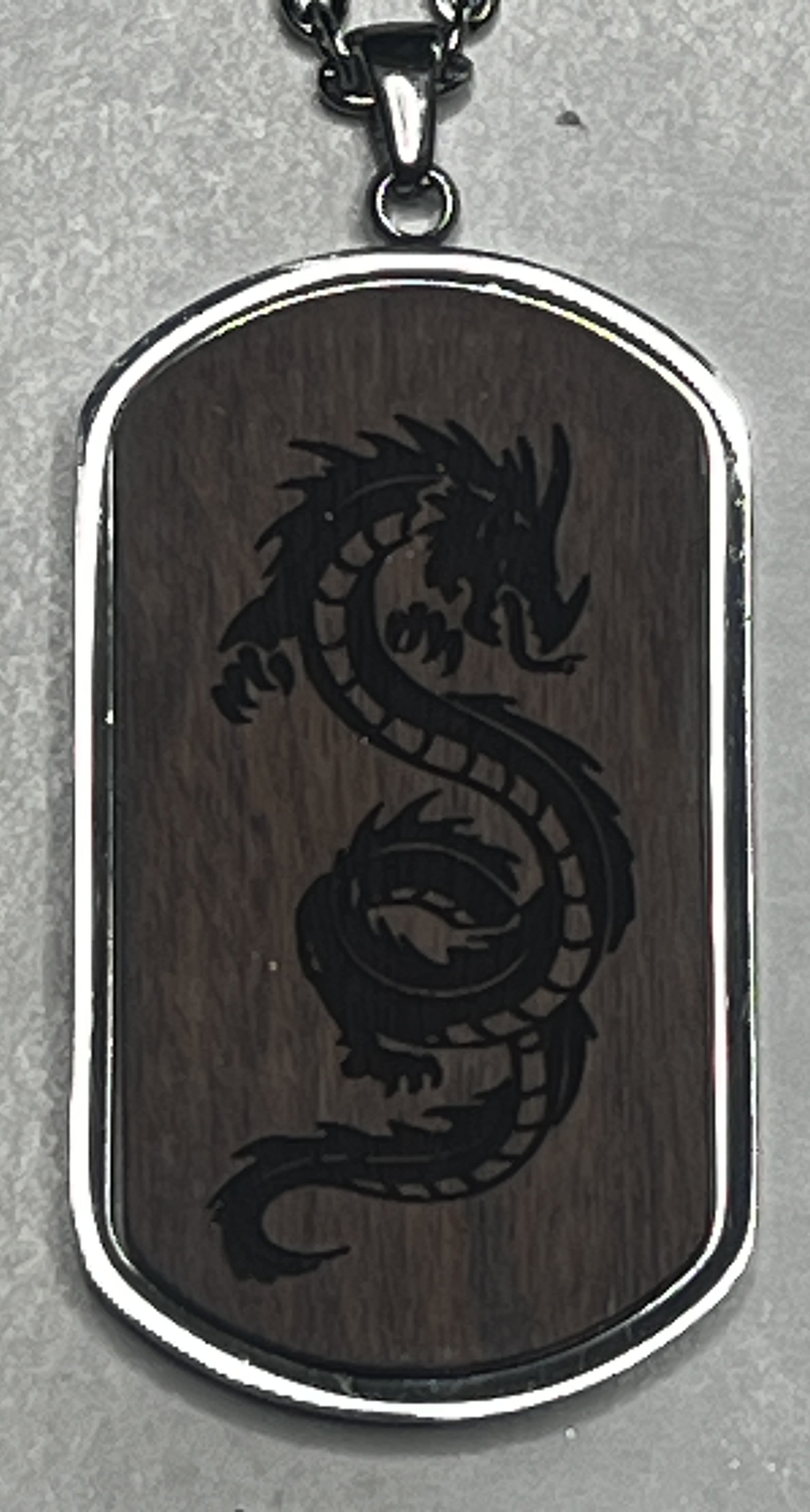 Wood Pendant Necklace Rosewood / Military Dog Tag