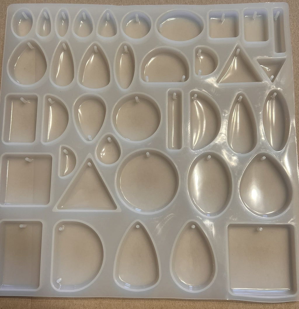 Silicone Resin Jewelry Molds 38 Shapes 9x9 Sheet w/ Jump Ring Holes | DIY Epoxy