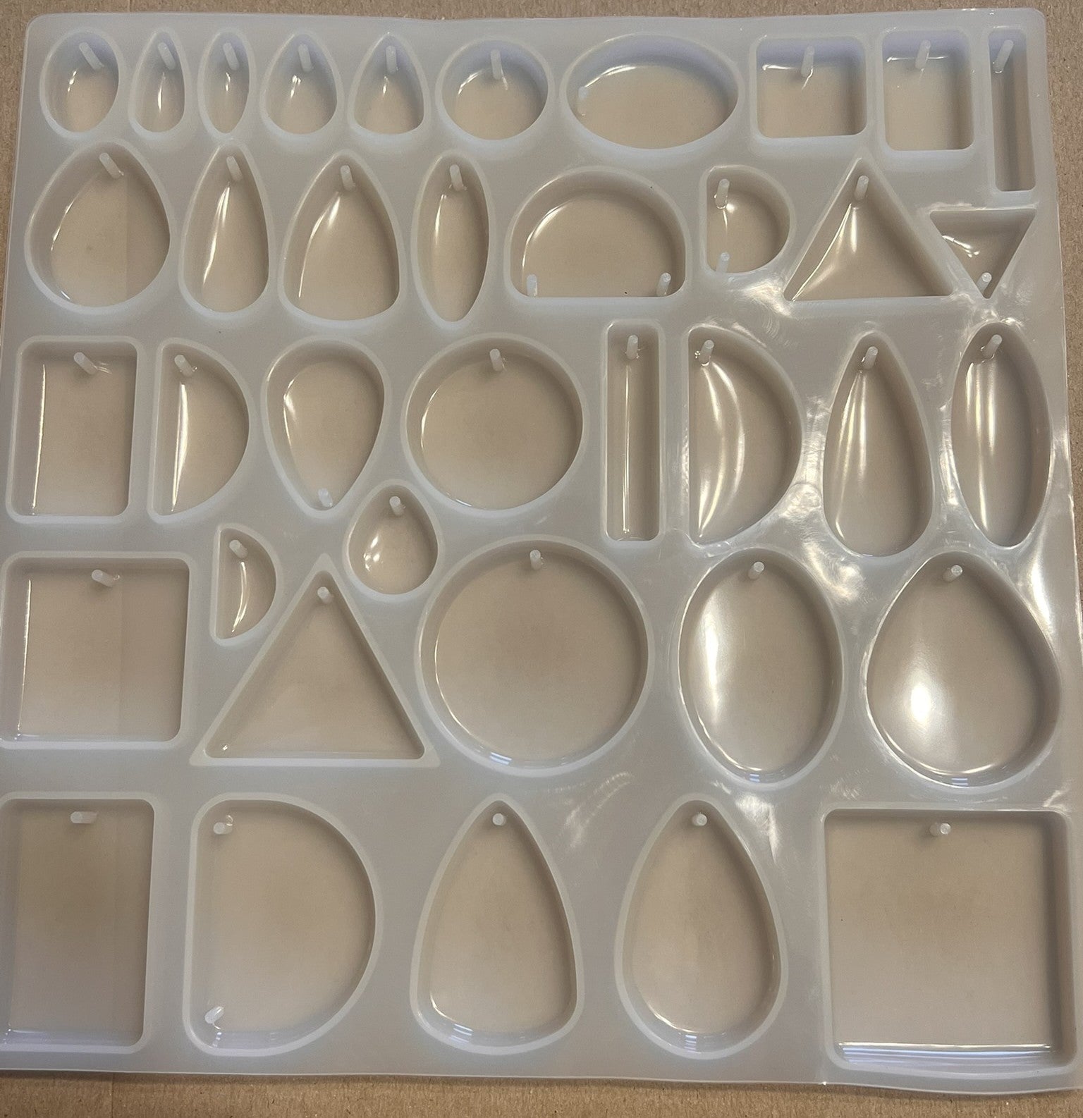 Silicone Resin Jewelry Molds 38 Shapes 9x9 Sheet w/ Jump Ring Holes | DIY Epoxy