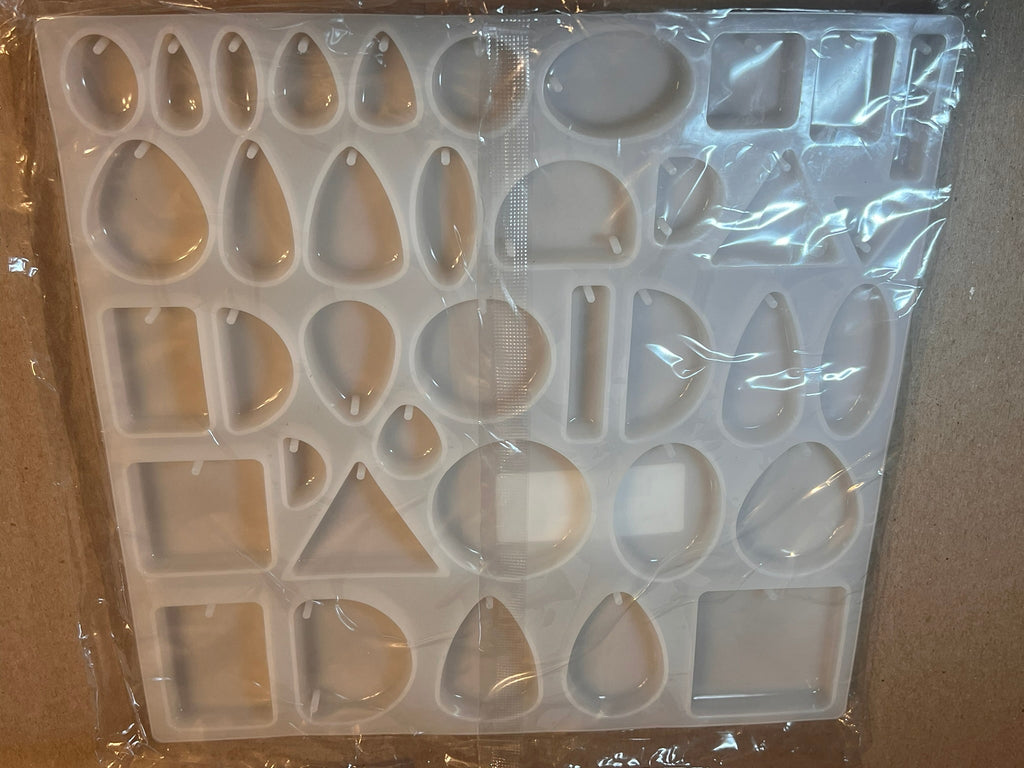 Silicone Resin Jewelry Molds 38 Shapes 9x9 Sheet w/ Jump Ring Holes | DIY Epoxy