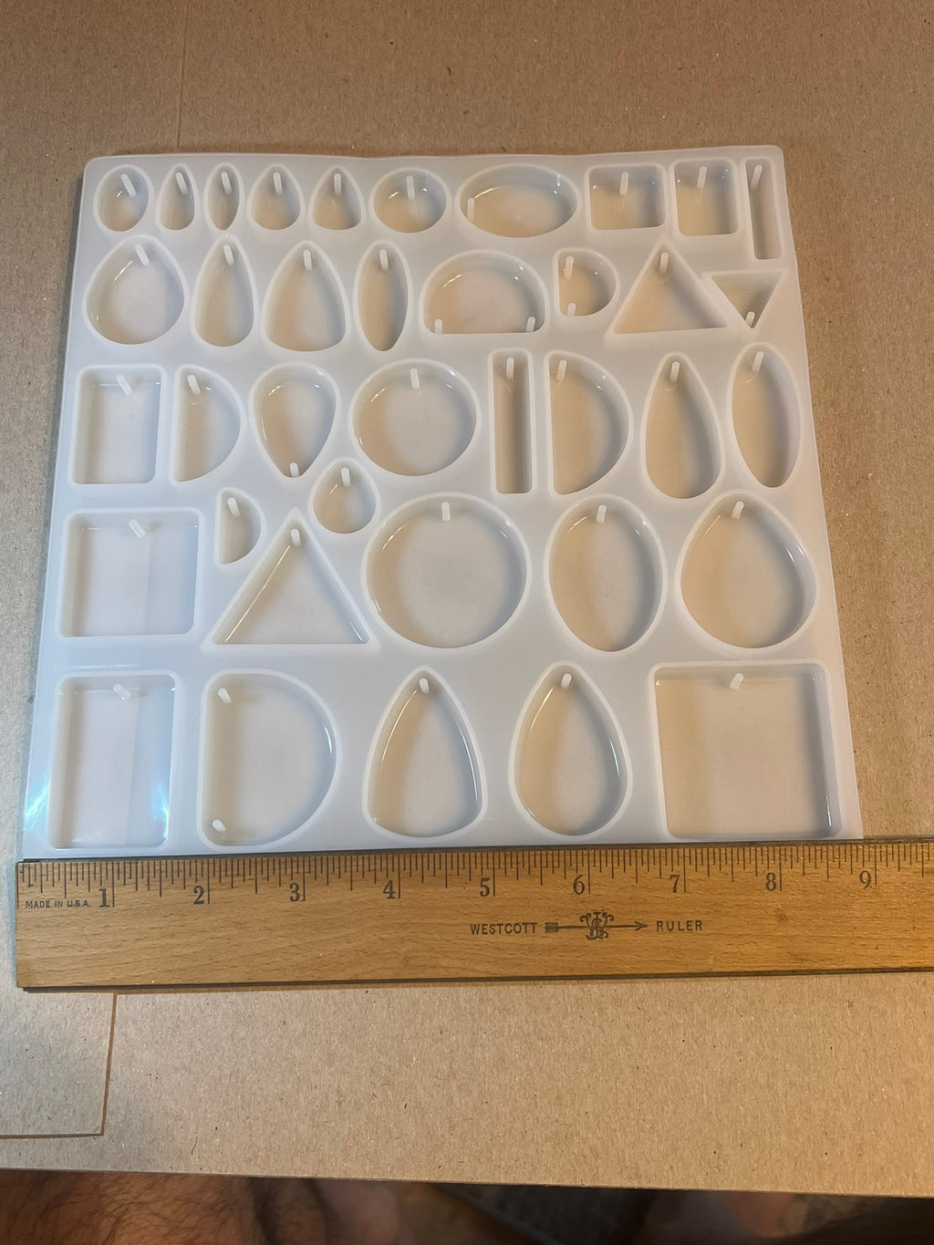 Silicone Resin Jewelry Molds 38 Shapes 9x9 Sheet w/ Jump Ring Holes | DIY Epoxy