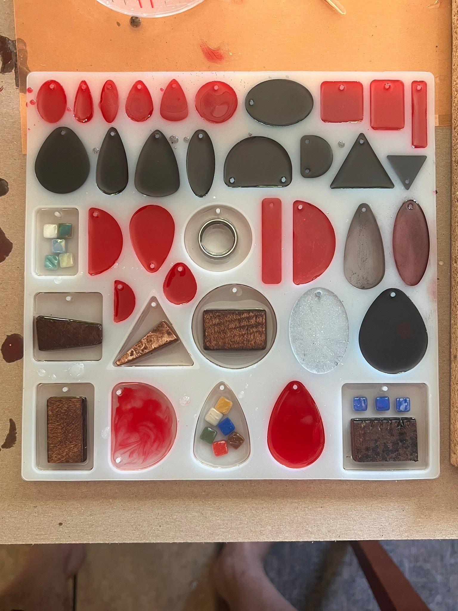 Silicone Resin Jewelry Molds 38 Shapes 9x9 Sheet w/ Jump Ring Holes | DIY Epoxy