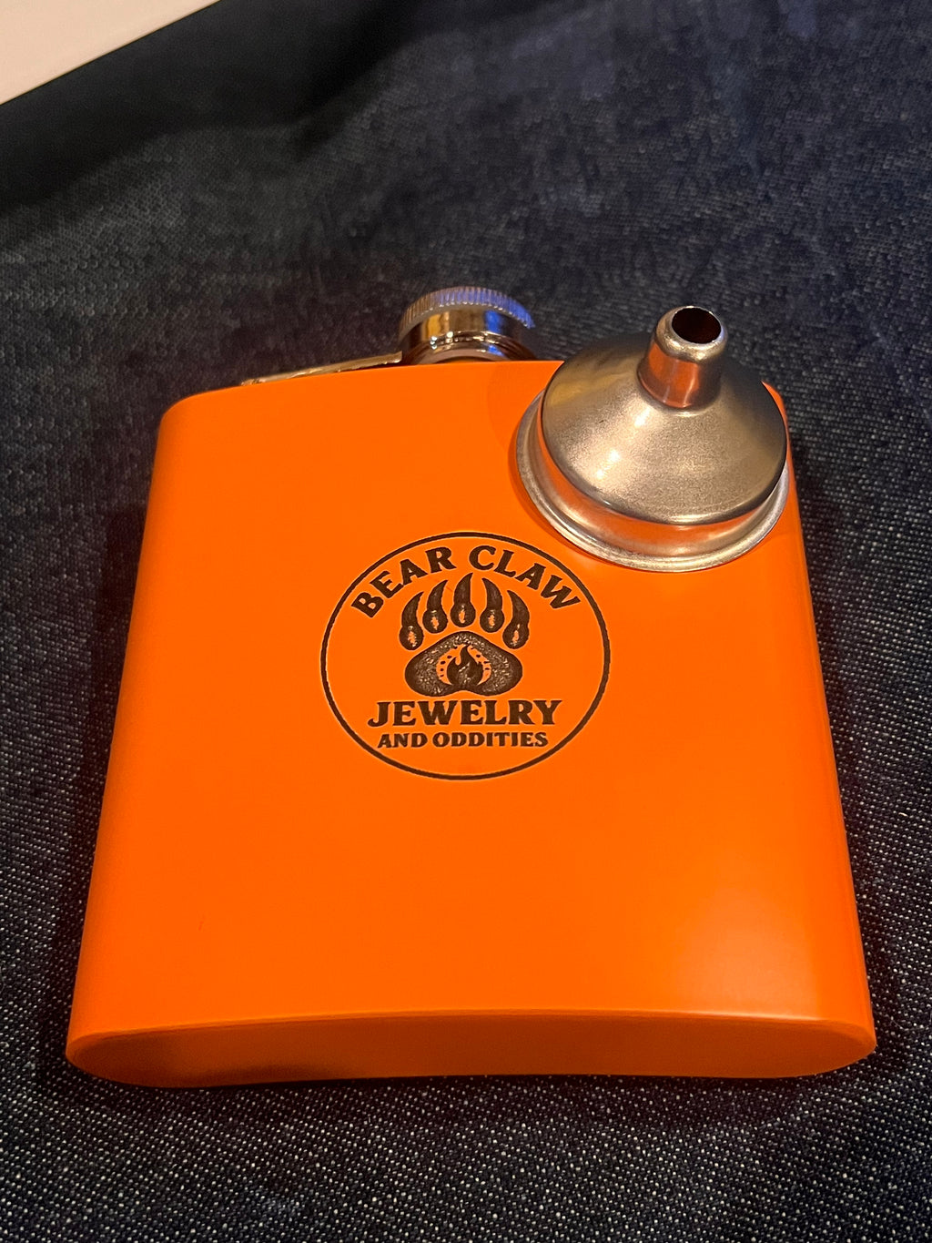 🐾🔥 6 oz Stainless Steel Flask — Bear Claw Logo Merch (Original Art)
