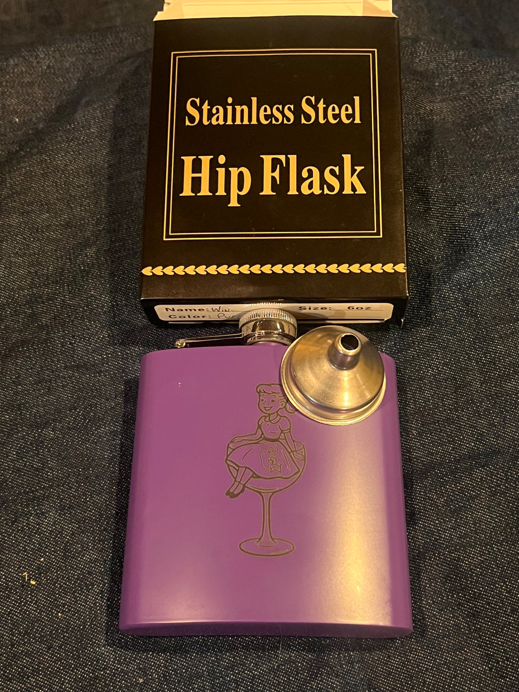 💃🥃 6 oz Stainless Steel Flask — Poodle Skirt Pin‑Up (Original Art)