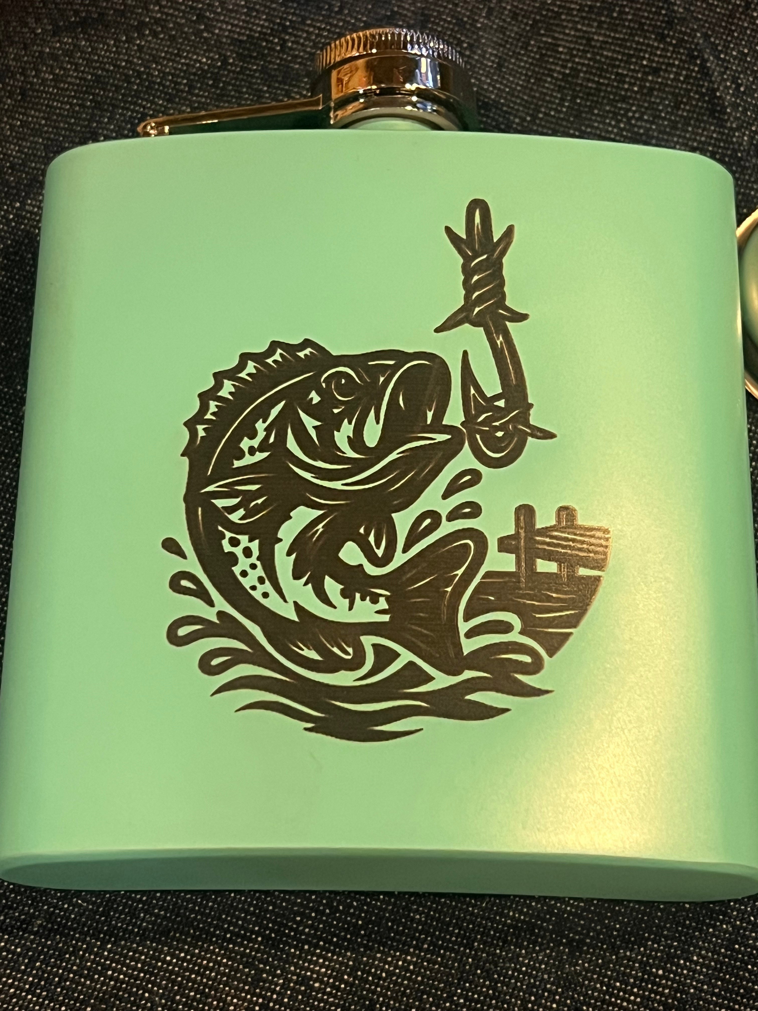 🐟🥃 6 oz Stainless Steel Flask — Fish on Barbed‑Wire Hook (Original Artwork)