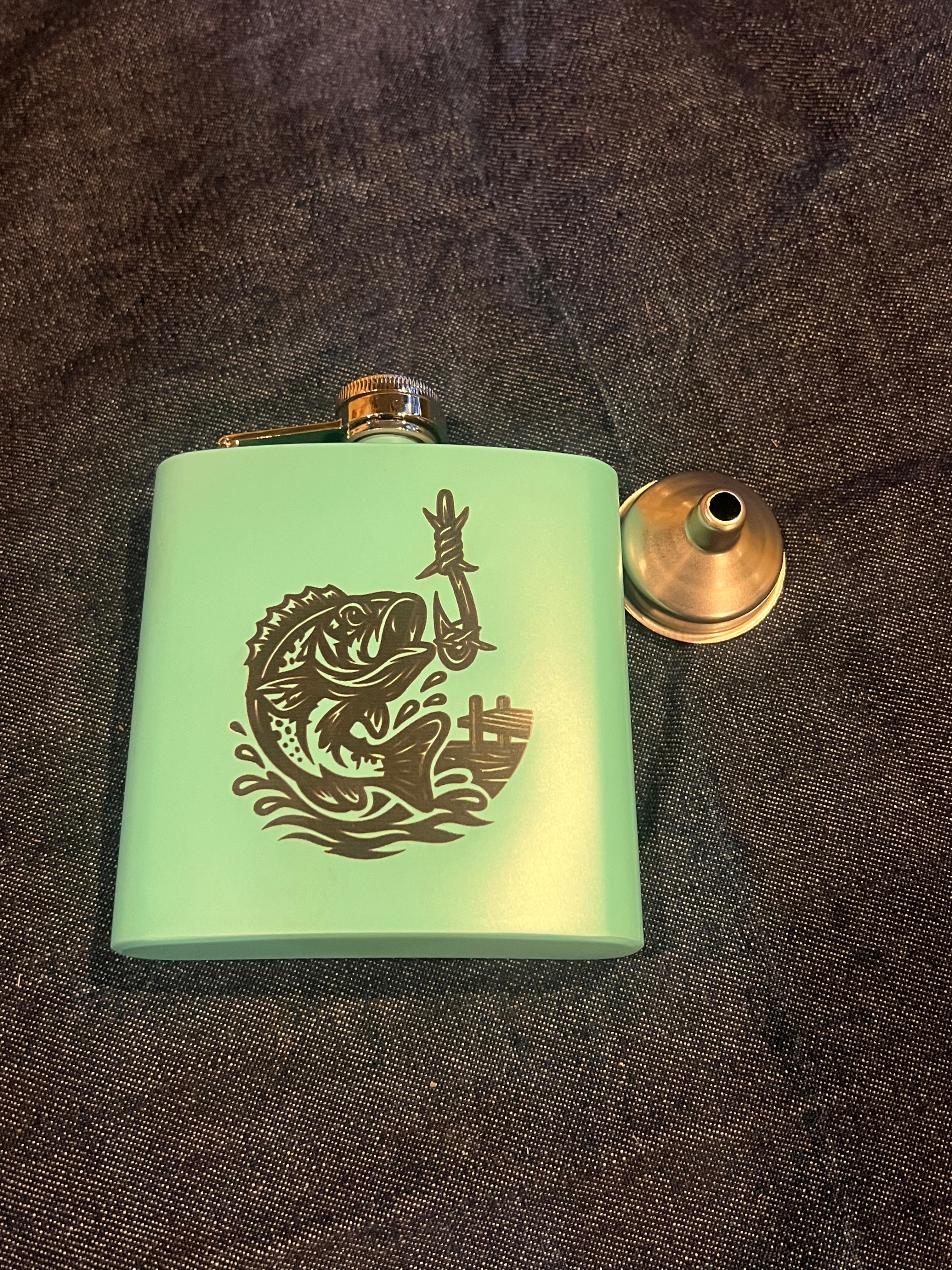 🐟🥃 6 oz Stainless Steel Flask — Fish on Barbed‑Wire Hook (Original Artwork)