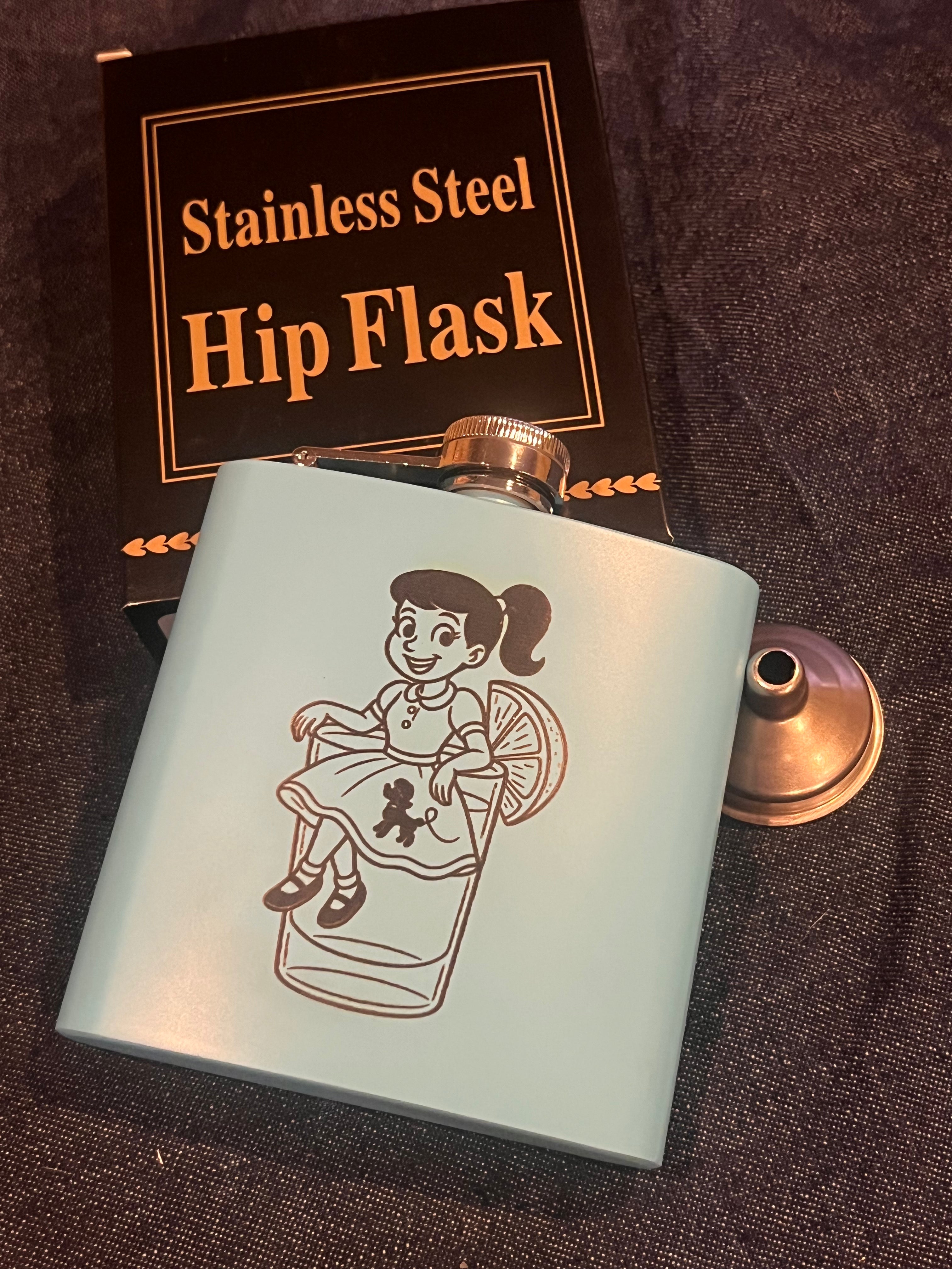 🥃 Laser‑Engraved Powder‑Coated Stainless Steel Flask Poodle Skirt Wine — 6 oz