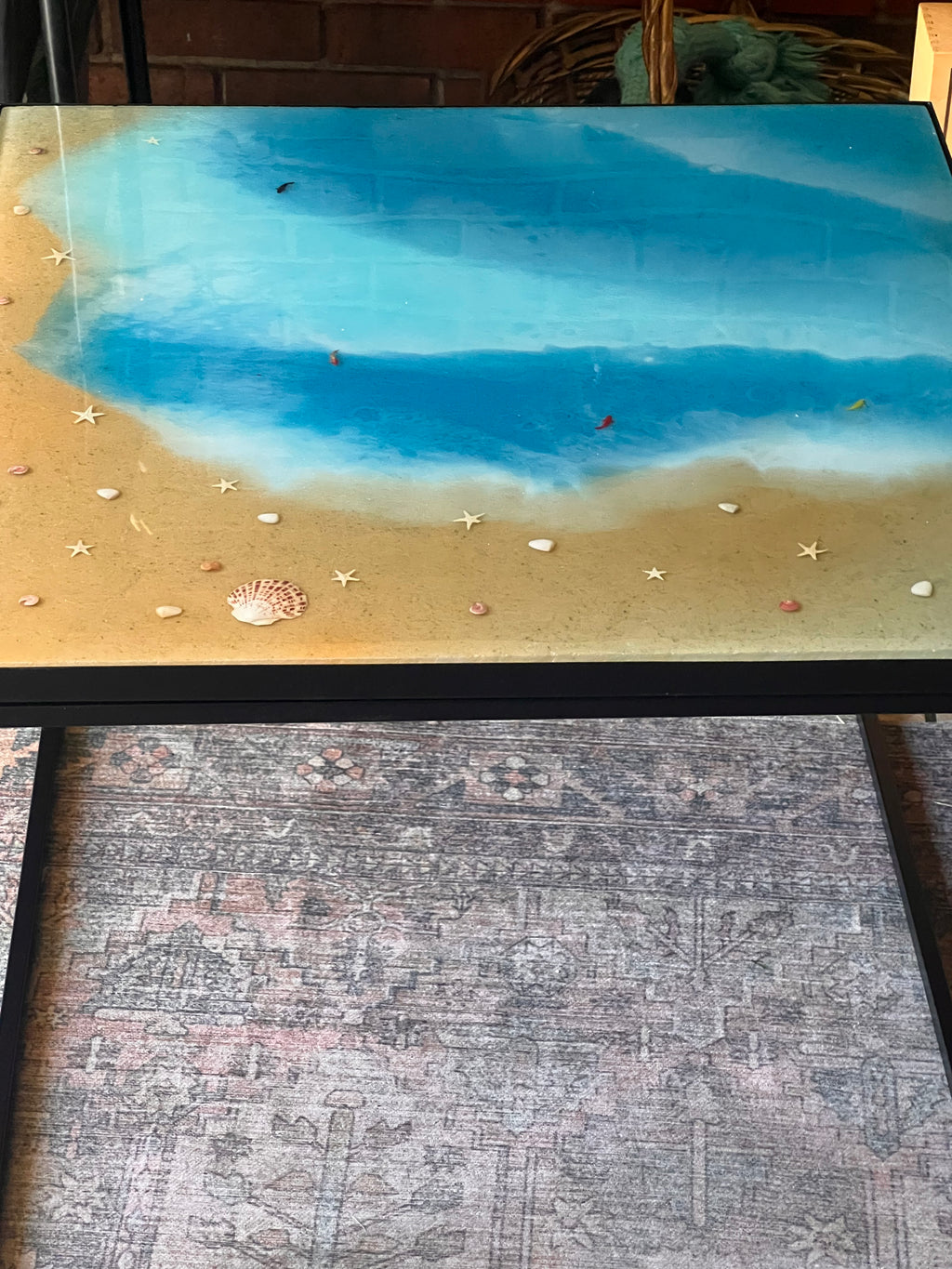 🌊✨ Epoxy Resin Ocean Table — Handcrafted Wave‑Pour Art