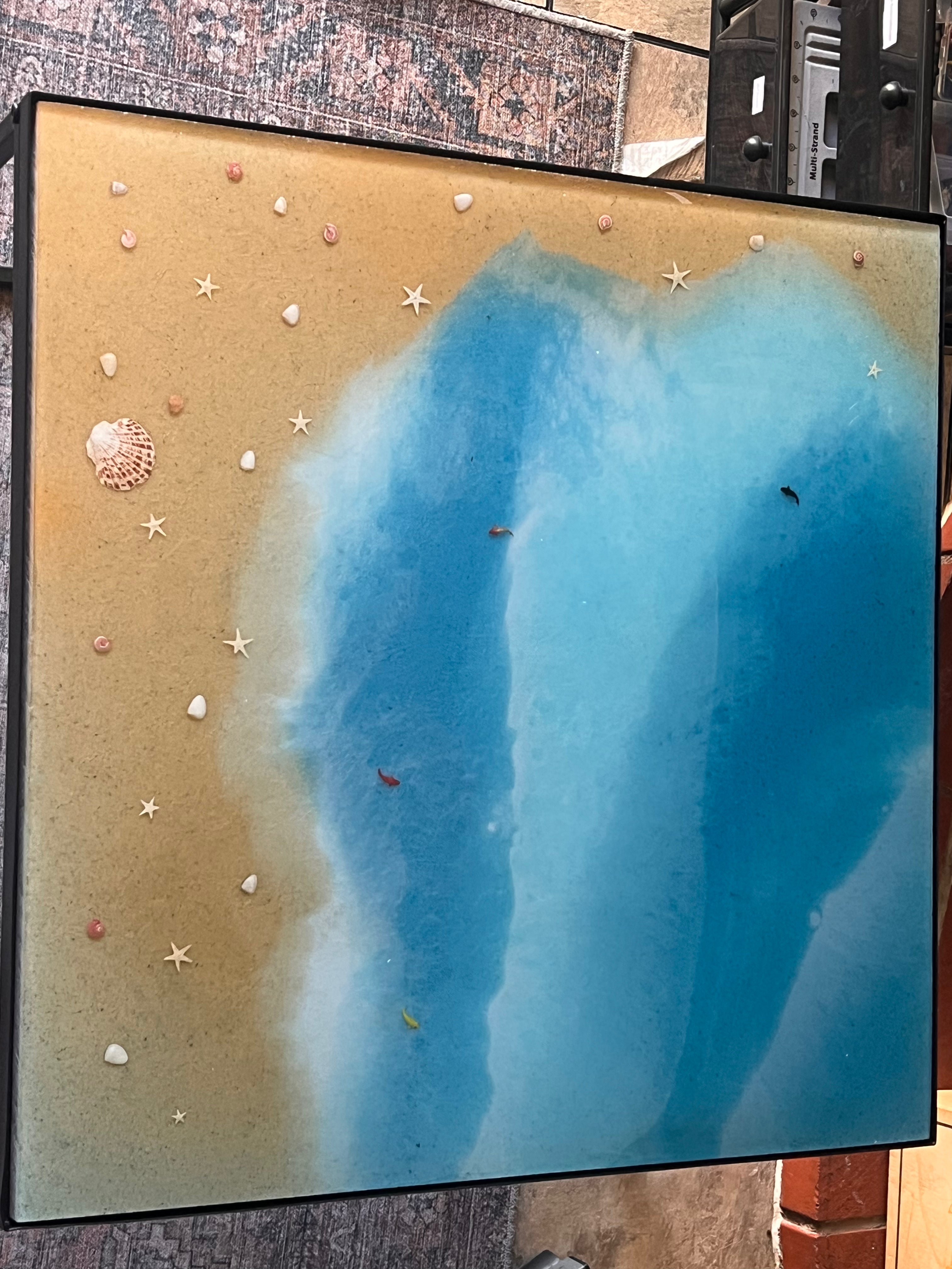 🌊✨ Epoxy Resin Ocean Table — Handcrafted Wave‑Pour Art