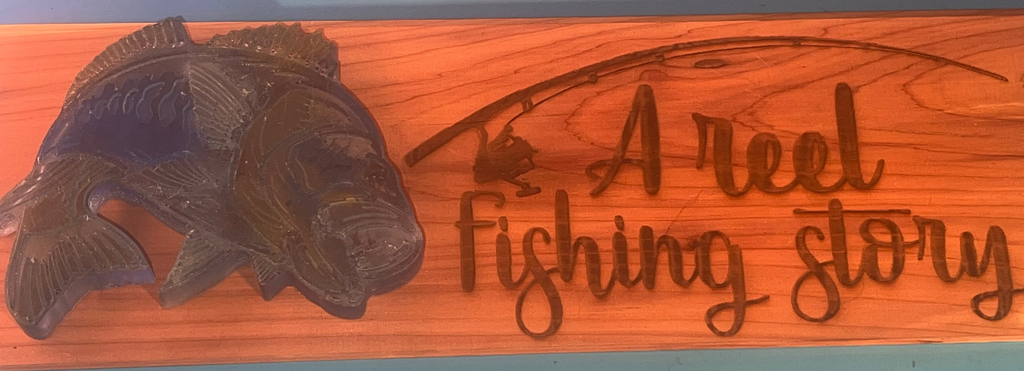 Cedar River Spirit Plank — Laser & Mica Resin Fish