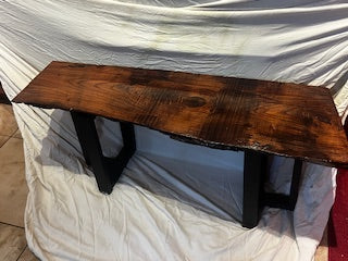 Handcrafted Walnut Live‑Edge Accent Table — Bear Claw Jewelry & Oddities
