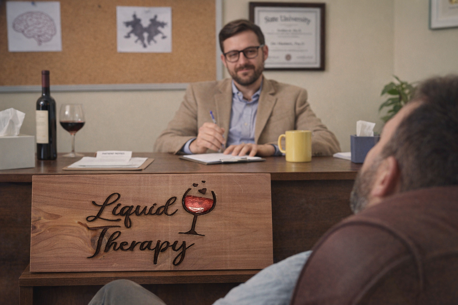 “Liquid Therapy – Cedar Engraved Wine Art” 11.25" x 3.75"